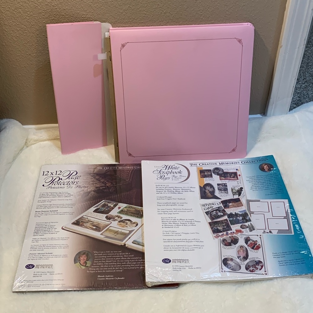 Creative Memories Pink Scrapbook Album with Bookcloth Cover 12x12 plus pages
